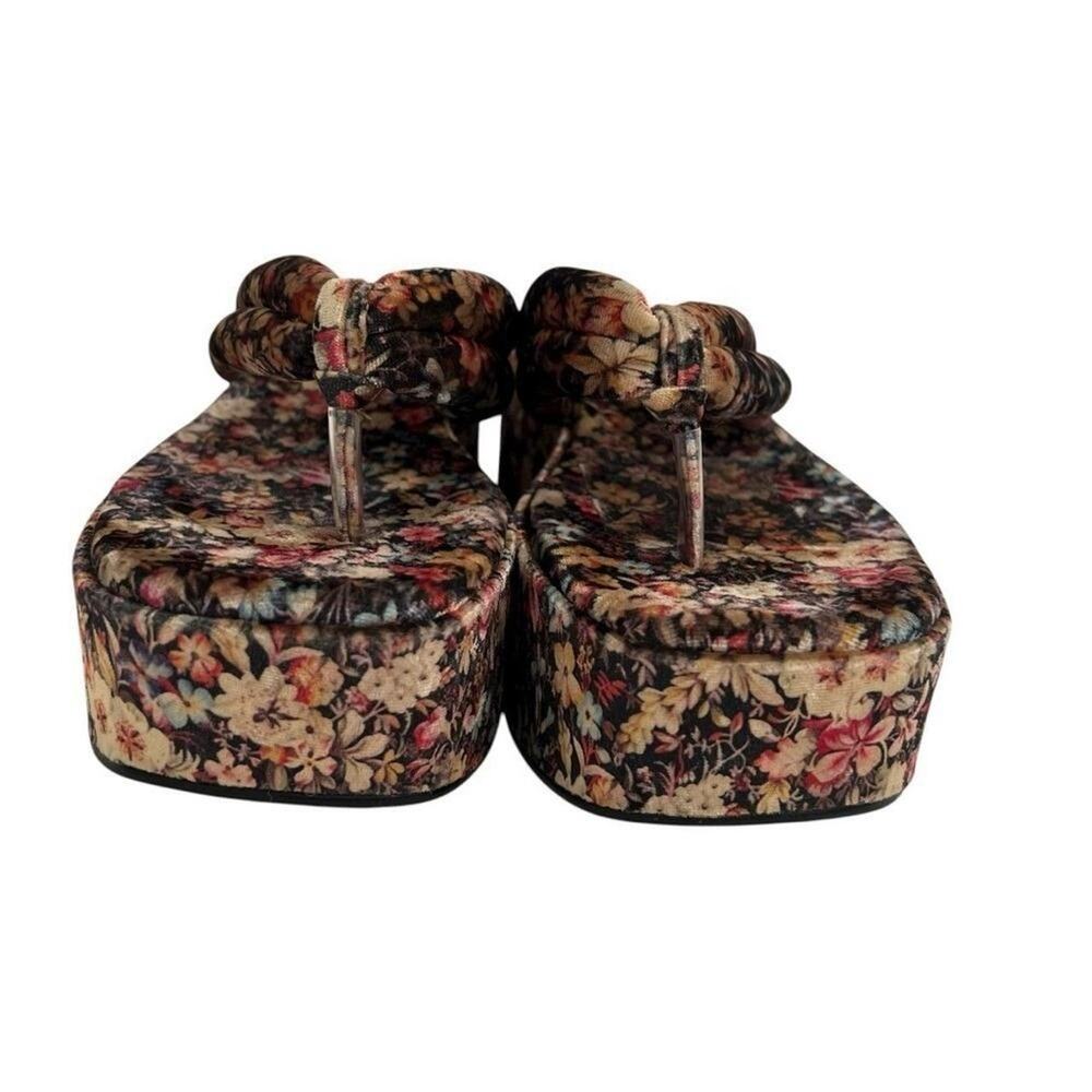 Jeffrey Campbell Luau Floral Velvet Platform Sandals 8.5 - Picture 2 of 8